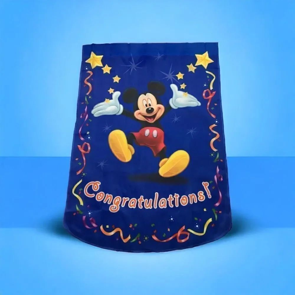 Disney Mickey And Friends Holiday Flag CONGRATULATIONS Banner Blue NWT 28x40